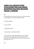 AHIMA CCA CERTIFICATION&NewLine;EVALUATION TEST 2026 TESTED&NewLine;QUESTIONS PRACTICE SOLUTION&NewLine;GRADE A VERIFIED&NewLine;