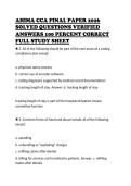 AHIMA CCA FINAL PAPER 2026&NewLine;SOLVED QUESTIONS VERIFIED&NewLine;ANSWERS 100 PERCENT CORRECT&NewLine;FULL STUDY SHEET&NewLine;