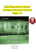 Solution Manual Federal Tax Research&NewLine;13th Edition by Roby Sawyers&comma; Steven Gill &NewLine;Chapters 1 -13