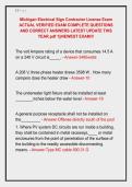 Michigan Electrical Sign Contractor License Exam &NewLine;ACTUAL VERIFIED EXAM COMPLETE QUESTIONS &NewLine;AND CORRECT ANSWERS LATEST UPDATE THIS &NewLine;YEAR&period;pdf 1&vert;&vert;NEWEST EXAM&excl;&excl;&excl;