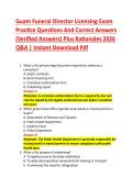 Guam Funeral Director Licensing Exam &NewLine;Practice Questions And Correct Answers &NewLine;&lpar;Verified Answers&rpar; Plus Rationales 2026 &NewLine;Q&A &vert; Instant Download Pdf 