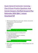 Guam General Contractor Licensing &ndash; &NewLine;Class B Exam Practice Questions And &NewLine;Correct Answers &lpar;Verified Answers&rpar; Plus &NewLine;Rationales 2026 Q&A &vert; Instant &NewLine;Download Pdf 