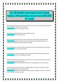 NU 325 Health Assessment Exam 2 Study Guide 2026&sol;2027 Nursing Course &ndash; 169 Questions and Answers A&plus; Study Guide