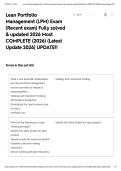 Lean Portfolio Management &lpar;LPM&rpar; Exam &lpar;Recent exam&rpar; Fully solved & updated 2026 Most COMPLETE &lpar;2026&rpar; &lpar;Latest Update 2026&rpar; UPDATE&excl;&excl;&NewLine;&NewLine;