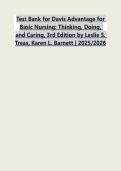 Test Bank for Davis Advantage for &NewLine;Basic Nursing&colon; Thinking&comma; Doing&comma; &NewLine;and Caring&comma; 3rd Edition by Leslie S&period; &NewLine;Treas&comma; Karen L&period; Barnett &vert; 2025&sol;2026