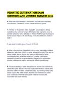 PEDIATRIC CERTIFICATION EXAM QUESTIONS AND VERIFIED ANSWERS 2026&period;&NewLine;&NewLine;