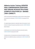 Adhesive Anchor Training &lpar;UPDATED &NewLine;2026&rpar; COMPREHENSIVE QUESTIONS &NewLine;AND VERIFIED DETAILED SOLUTIONS &NewLine;&vert;COMPLETE SOLUTIONS &vert;A&plus; GRADED &NewLine;&vert;100&percnt; CORRECT&excl;&excl;
