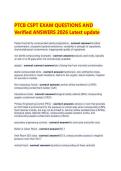 PTCB CSPT EXAM QUESTIONS AND &NewLine;Verified ANSWERS 2026 Latest update