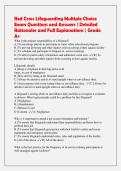 Red Cross Lifeguarding Multiple Choice&NewLine;Exam Questions and Answers &vert; Detailed&NewLine;Rationales and Full Explanations &vert; Grade&NewLine;A&plus;