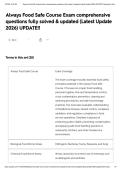 Always Food Safe Course Exam comprehensive questions fully solved & updated &lpar;Latest Update 2026&rpar; UPDATE&excl;&excl;&NewLine;&NewLine;