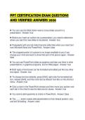 PPT CERTIFICATION EXAM QUESTIONS AND VERIFIED ANSWERS 2026&period;&NewLine;&NewLine;
