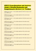 CIPP&sol;E Exam Questions and Answers&NewLine;&lpar;2026&rpar; &vert; Detailed Rationales and&NewLine;Comprehensive Review &vert; A&plus; Verified