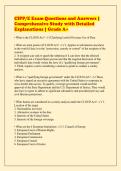 CIPP&sol;E Exam Questions and Answers &vert;&NewLine;Comprehensive Study with Detailed&NewLine;Explanations &vert; Grade A&plus;
