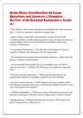 Brain Story Certification 95 Exam&NewLine;Questions and Answers &vert; Complete&NewLine;Review with Detailed Rationales &vert; Grade&NewLine;A&plus;