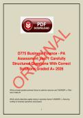 D775 Business Finance PA Assessment Test 1 Carefully Structured Questions with Correct Solutions Western Governors University 2026 Practice Exam Material