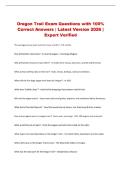 Oregon Trail Exam Questions with 100&percnt; Correct Answers &NewLine;&vert; Latest Version 2026 &vert; Expert Verified 