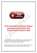 D775 Introduction to Business Finance Pre-Assessment Exam Bundled Questions with Correct Answers Western Governors University 2026 Complete Study Material
