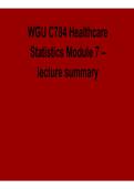 WGU C784 Healthcare Statistics Module 7 Western Governors University Lecture Summary Notes Key Concepts Exam Review 2025&sol; 2026