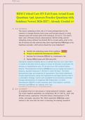 HESI Critical Care RN Exit Exam Actual Exam &NewLine;Questions And Answers Practice Questions with &NewLine;Solutions Newest 2026-2027 &vert; Already Graded A&plus; 