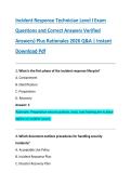 Incident Response Technician Level I Exam&NewLine;Questions and Correct Answers Verified &NewLine;Answers&rpar; Plus Rationales 2026 Q&A &vert; Instant &NewLine;Download Pdf