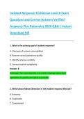 Incident Response Technician Level II Exam &NewLine;Questions and Correct Answers Verified &NewLine;Answers&rpar; Plus Rationales 2026 Q&A &vert; Instant &NewLine;Download Pdf