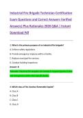 Industrial Fire Brigade Technician Certification &NewLine;Exam Questions and Correct Answers Verified &NewLine;Answers&rpar; Plus Rationales 2026 Q&A &vert; Instant &NewLine;Download Pdf