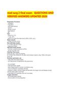 med surg 2 final exam   QUESTIONS AND &NewLine;VERIFIED ANSWERS UPDATED 2026