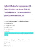 Industrial Hydraulics Technician Level 2 &NewLine;Exam Questions and Correct Answers &NewLine;Verified Answers&rpar; Plus Rationales 2026 &NewLine;Q&A &vert; Instant Download Pdf