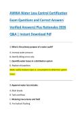 AWWA Water Loss Control Certification &NewLine;Exam Questions and Correct Answers &NewLine;Verified Answers&rpar; Plus Rationales 2026 &NewLine;Q&A &vert; Instant Download Pdf