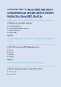 CISCO CCNA PRACTICE  EXAM LATEST 2026 UPDATE &NewLine;100 QUESTIONS AND DETAILED VERIFIED ANSWERS &NewLine;FROM ACTUAL EXAMS TEST GRADE A&plus;  