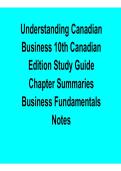 Understanding Canadian Business 10th Canadian Edition Study Guide Chapter Summaries Key Concepts Exam Preparation 2025&sol; 2026