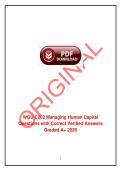 WGU C202 Managing Human Capital Questions with Correct Verified Answers Western Governors University 2026 Complete Exam Preparation Material