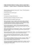 D583 FOUNDATIONS OF PUBLIC HEALTH SECTION 1 - &NewLine;LESSON 1&colon; PUBLIC HEALTH TERMS AND PRINCIPALS