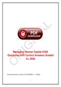 C202 Managing Human Capital Questions with Correct Answers Western Governors University 2026 Complete Study and Exam Preparation Material