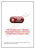 C202 Managing Human Capital Pre-Assessment Questions with Correct Verified Answers Western Governors University 2026 Complete Study Material&NewLine;