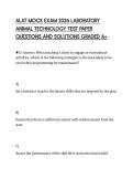 ALAT MOCK EXAM 2026 LABORATORY&NewLine;ANIMAL TECHNOLOGY TEST PAPER&NewLine;QUESTIONS AND SOLUTIONS GRADED A&plus;