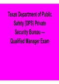 Texas Department of Public Safety DPS Private Security Bureau Qualified Manager Exam Study Guide Key Concepts Exam Preparation 2025&sol; 2026