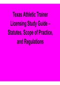 Texas Athletic Trainer Licensing Study Guide Statutes Scope of Practice and Regulations Key Concepts Exam Preparation 2025&sol; 2026