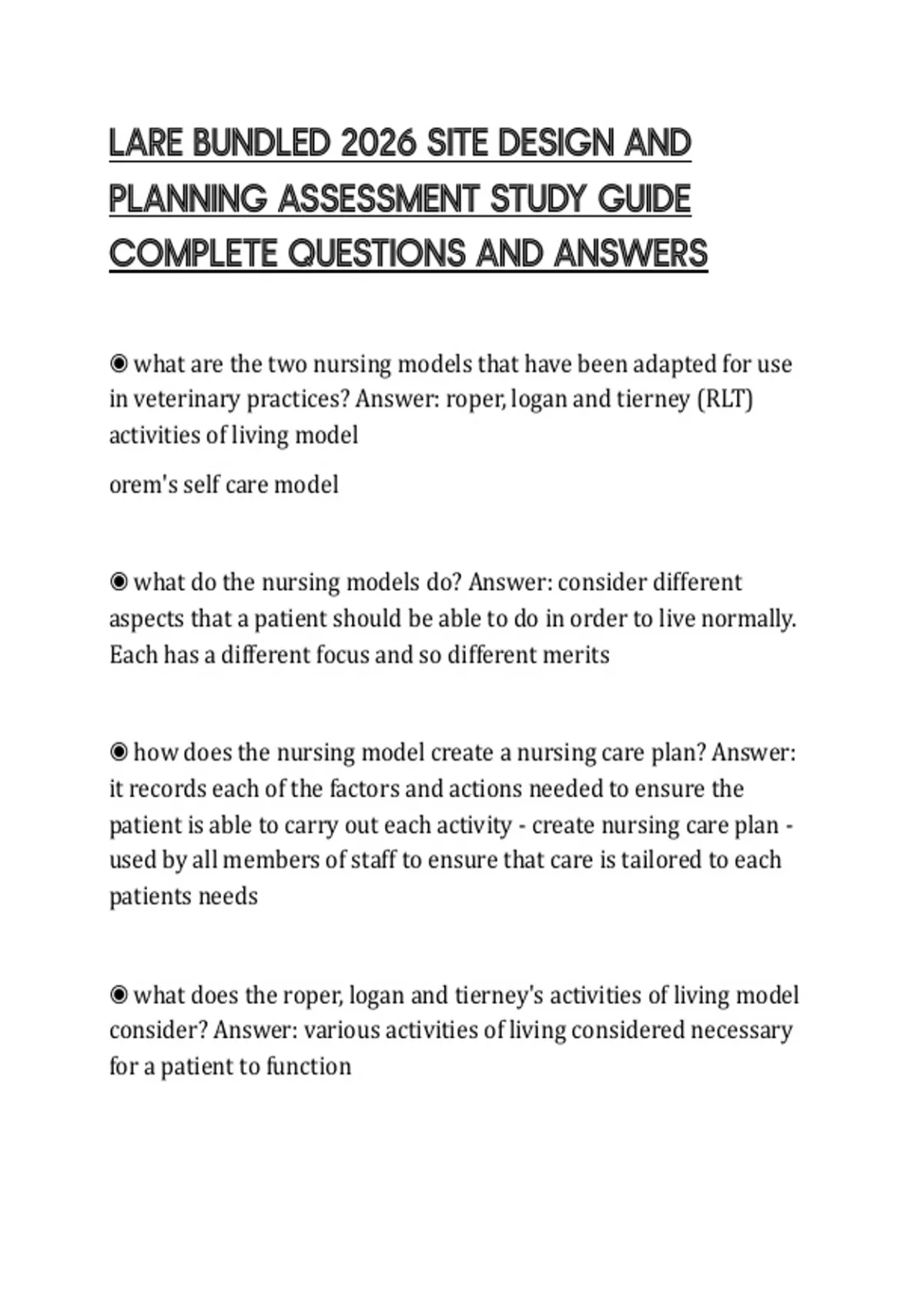 LARE BUNDLED 2026 SITE DESIGN AND PLANNING ASSESSMENT STUDY GUIDE ...