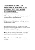 LEADERSHIP AND NURSING CARE &NewLine;MANAGEMENT BY DIANE HUBER ACTUAL &NewLine;EXAM PAPER 2026 QUESTIONS WITH &NewLine;SOLUTIONS GRADED A&plus;