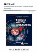 Test bank for Advertising&comma; Promotion&comma; and other aspects of Integrated Marketing Communications 10th Edition all pages fully covered with questions and answers graded A&plus;