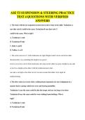 ASE T5 SUSPENSION & STEERING PRACTICE&NewLine;TEST 4 QUESTIONS WITH VERIFIED&NewLine;ANSWERS