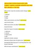 CIRCULATORY SYSTEM EXAMS WITH 100&percnt; CORRECT VERIFIED ANSWERS UPDATED 2025&sol;2026 BEST GRADED A&plus; FOR PASS