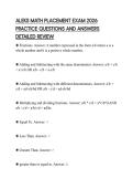 ALEKS MATH PLACEMENT EXAM 2026&NewLine;PRACTICE QUESTIONS AND ANSWERS&NewLine;DETAILED REVIEW&NewLine;