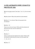 A-LEVEL MATHEMATICS PAPER 3 EXAM-STYLE&NewLine;PRACTICE SET 2026&NewLine;