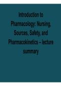 Introduction to Pharmacology Nursing Sources Safety and Pharmacokinetics Lecture Summary Key Concepts Exam Preparation 2025&sol; 2026