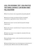 LEGL 2700 ROESSING TEST 1 2026 PRACTICE &NewLine;TEST PAPER CONTRACT LAW REVIEW SHEET &NewLine;FULL SOLUTIONS 