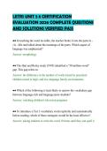 LETRS UNIT 5 8 CERTIFICATION &NewLine;EVALUATION 2026 COMPLETE QUESTIONS &NewLine;AND SOLUTIONS VERIFIED PASS