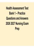Health Assessment Test Bank 1 Practice Questions and Answers Nursing Exam Prep Key Concepts Exam Preparation 2025&sol; 2026