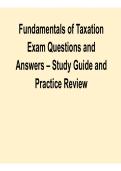 Fundamentals of Taxation Exam Questions and Answers Study Guide and Practice Review Key Concepts Exam Preparation 2025&sol; 2026